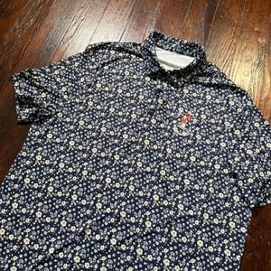 US Open Golf Polo Mens Large Navy Blue Floral 124th Pinehurst‎ Performance Shirt